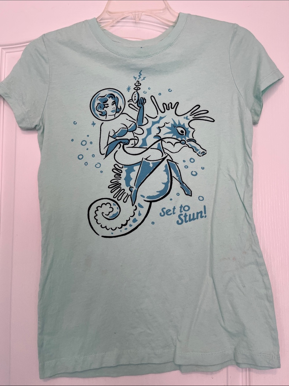 RockSteady space pinup lady seahorses tee